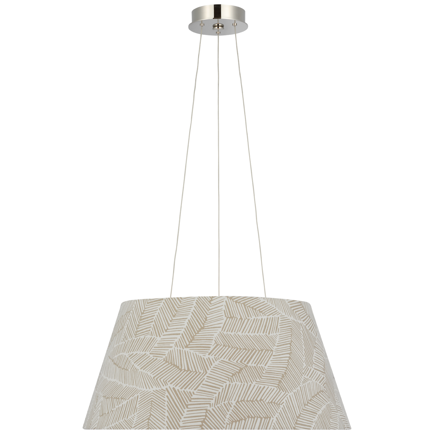 Caufield 21" Hanging Shade | Polished Nickel | Schumacher Taupe Abstract Leaf Shade