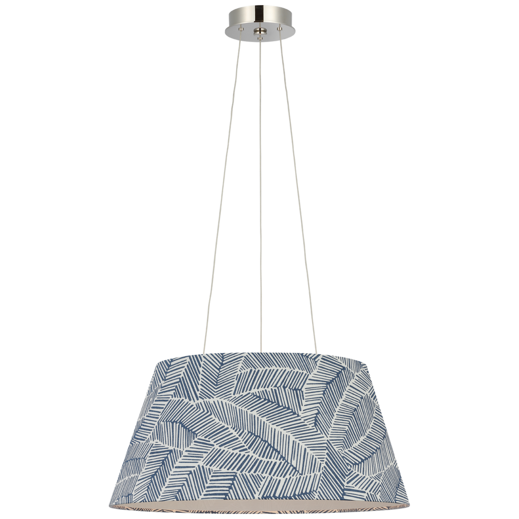 Caufield 21" Hanging Shade | Polished Nickel | Schumacher Navy Abstract Leaf Shade