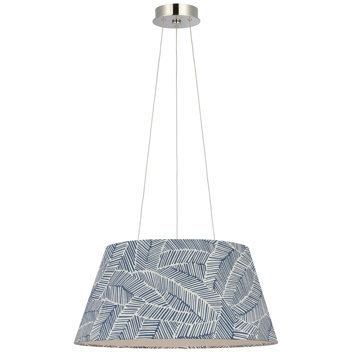 Caufield 21" Hanging Shade | Polished Nickel | Schumacher Navy Abstract Leaf Shade