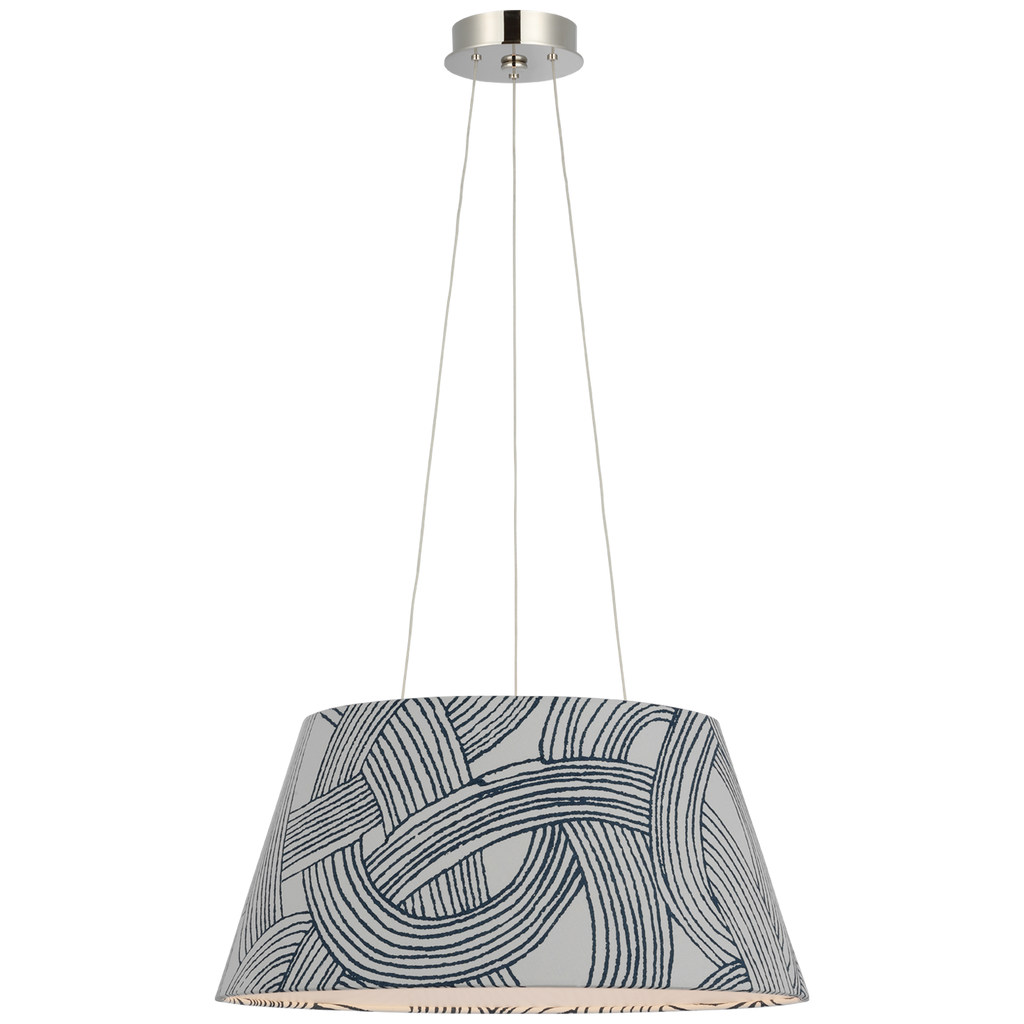 Caufield 21" Hanging Shade | Polished Nickel | Schumacher Blue Freeform Shade
