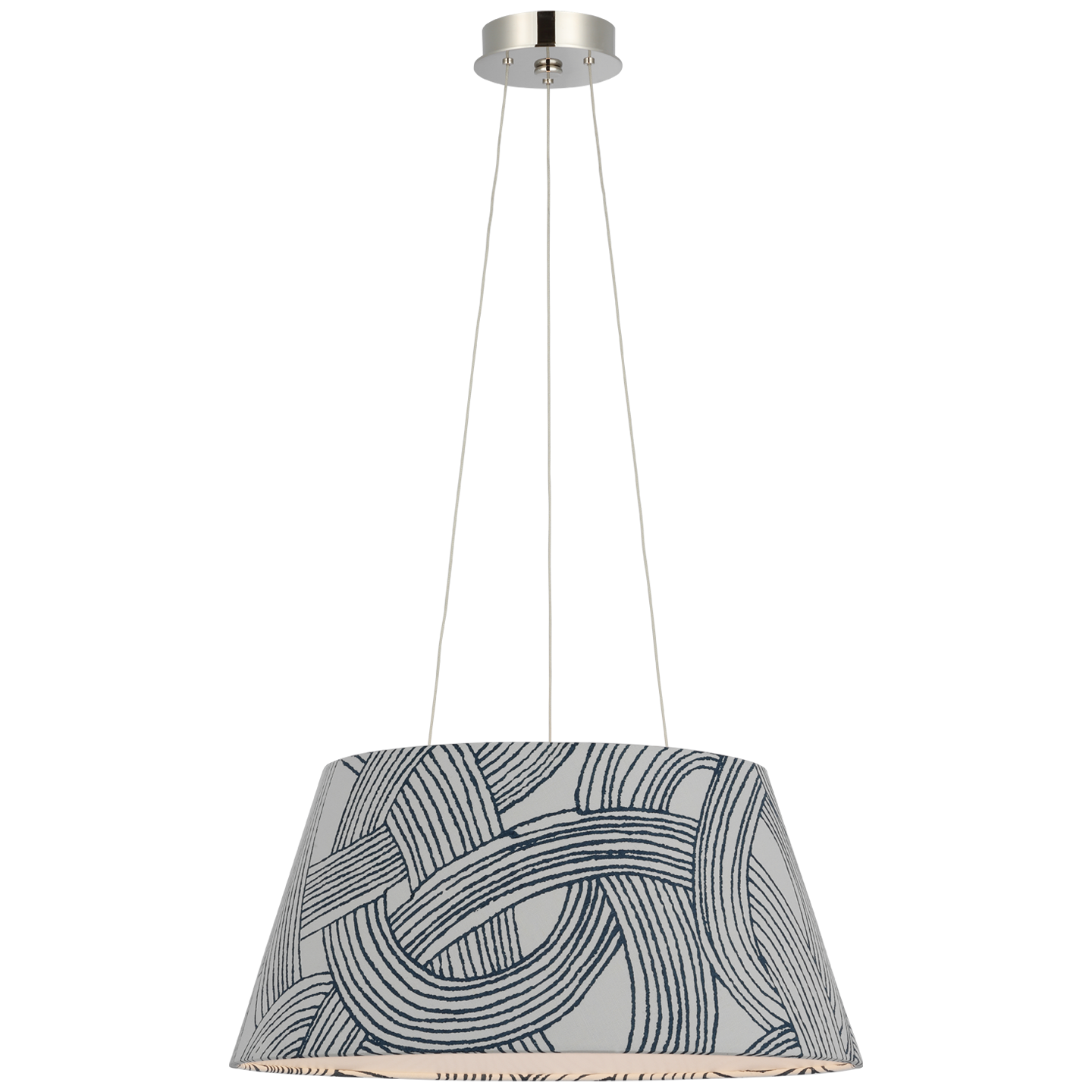 Caufield 21" Hanging Shade | Polished Nickel | Schumacher Blue Freeform Shade