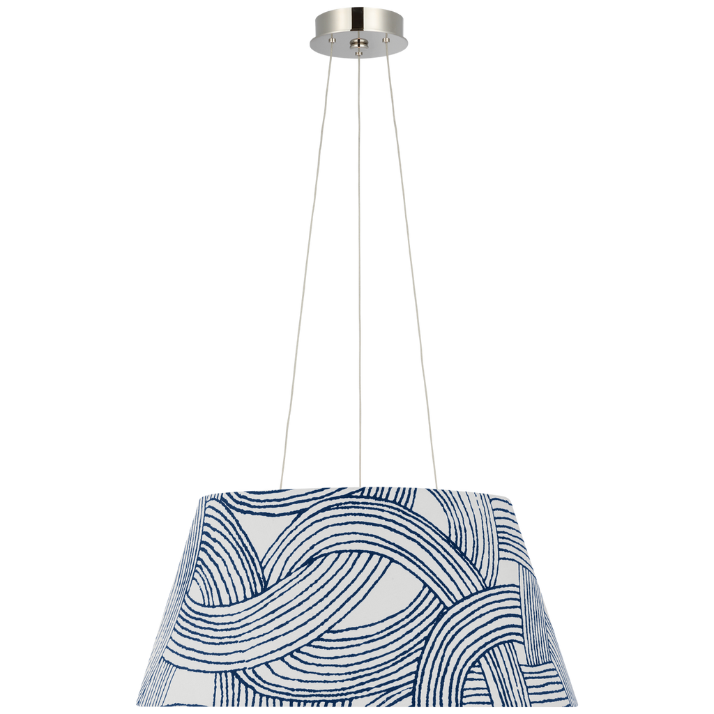 Caufield 21" Hanging Shade | Polished Nickel | Schumacher Blue Freeform Shade