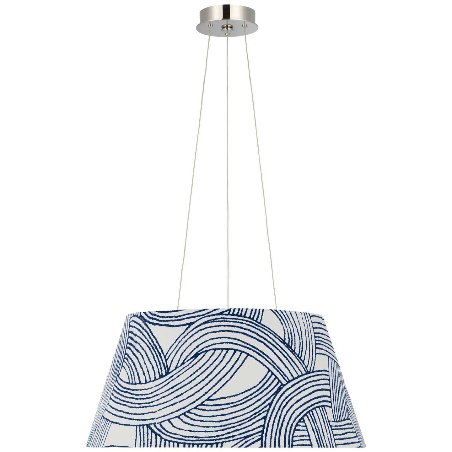 Caufield 21" Hanging Shade | Polished Nickel | Schumacher Blue Freeform Shade