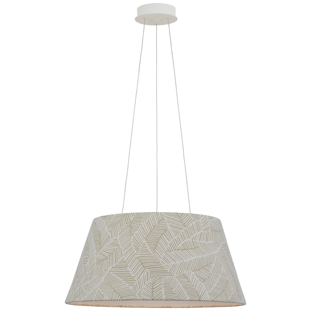 Caufield 21" Hanging Shade | Matte White | Schumacher Taupe Abstract Leaf Shade