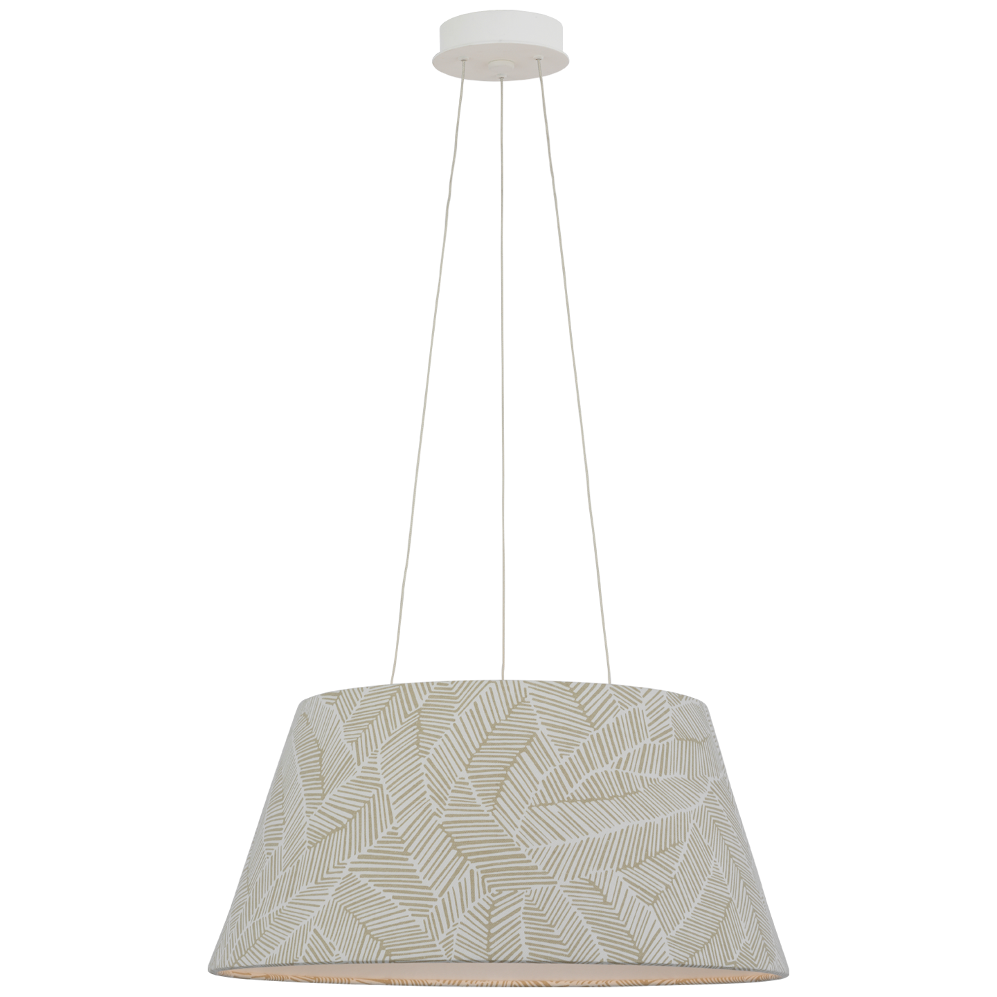 Caufield 21" Hanging Shade | Matte White | Schumacher Taupe Abstract Leaf Shade