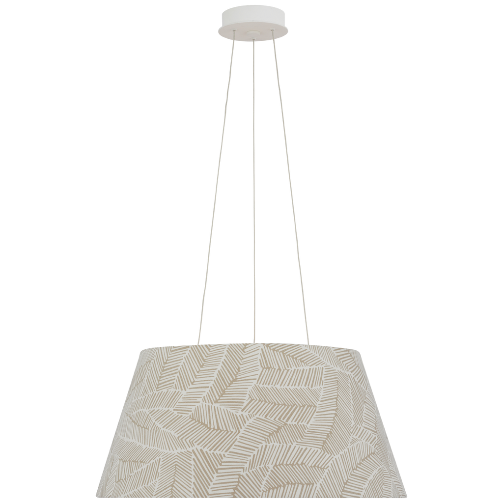 Caufield 21" Hanging Shade | Matte White | Schumacher Taupe Abstract Leaf Shade
