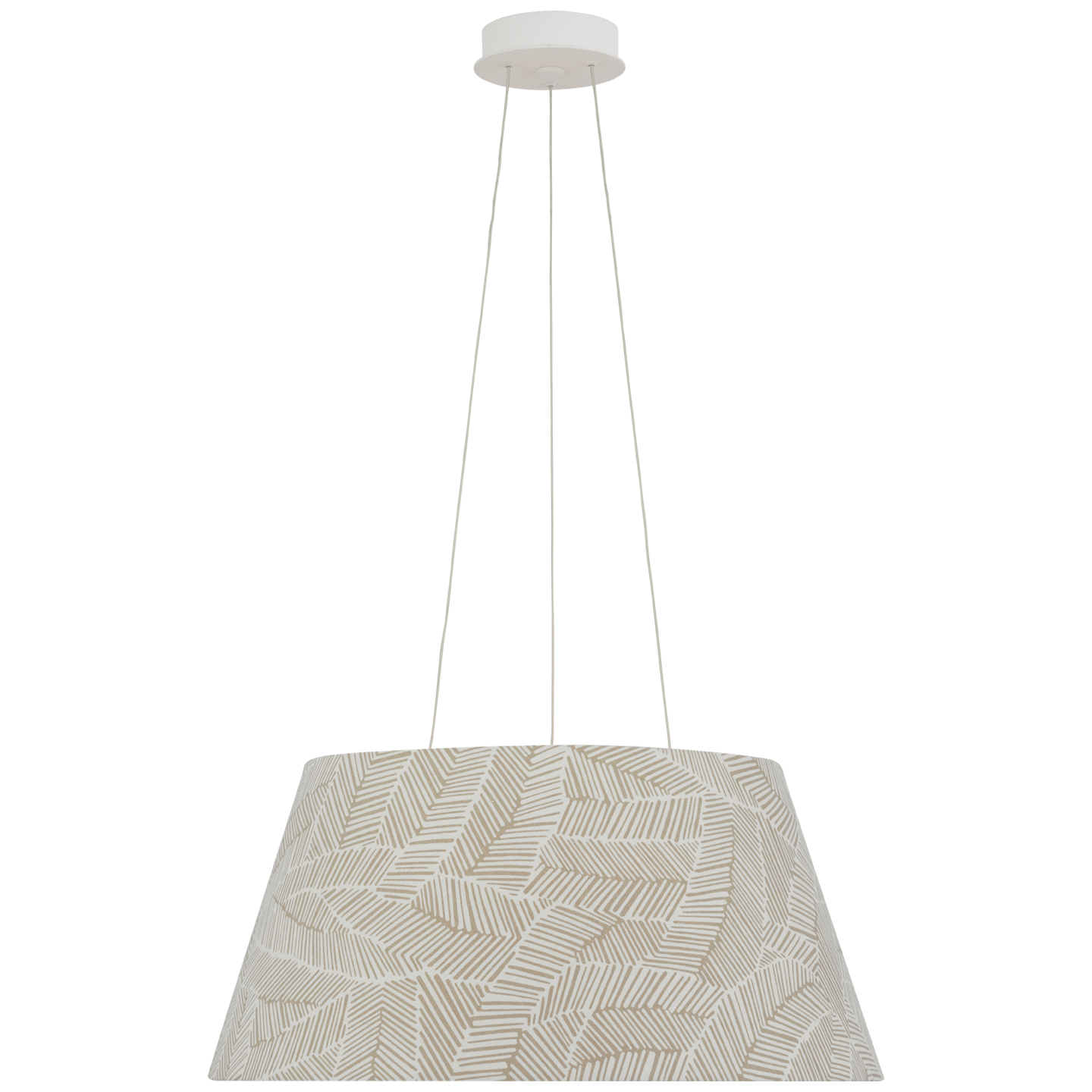 Caufield 21" Hanging Shade | Matte White | Schumacher Taupe Abstract Leaf Shade