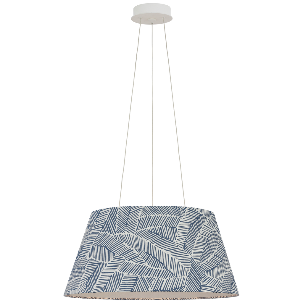 Caufield 21" Hanging Shade | Matte White | Schumacher Navy Abstract Leaf Shade