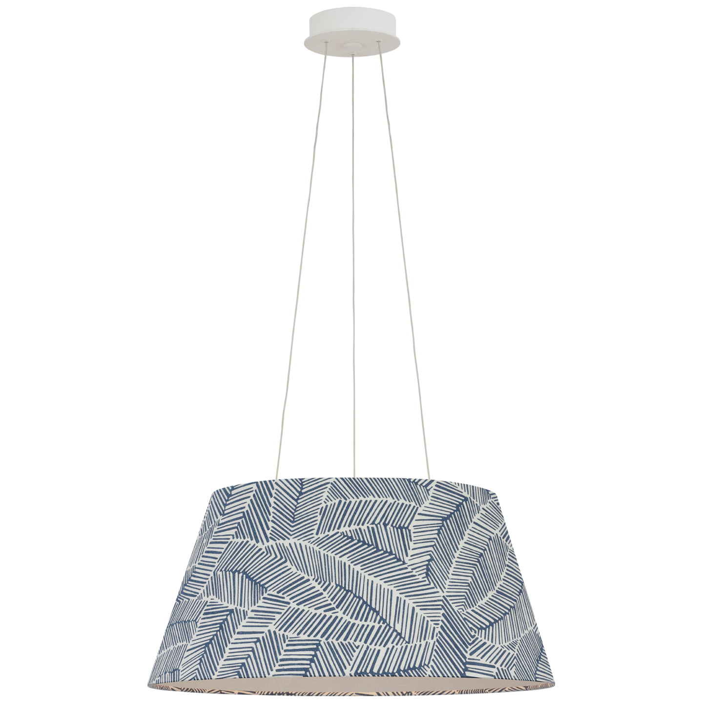 Caufield 21" Hanging Shade | Matte White | Schumacher Navy Abstract Leaf Shade