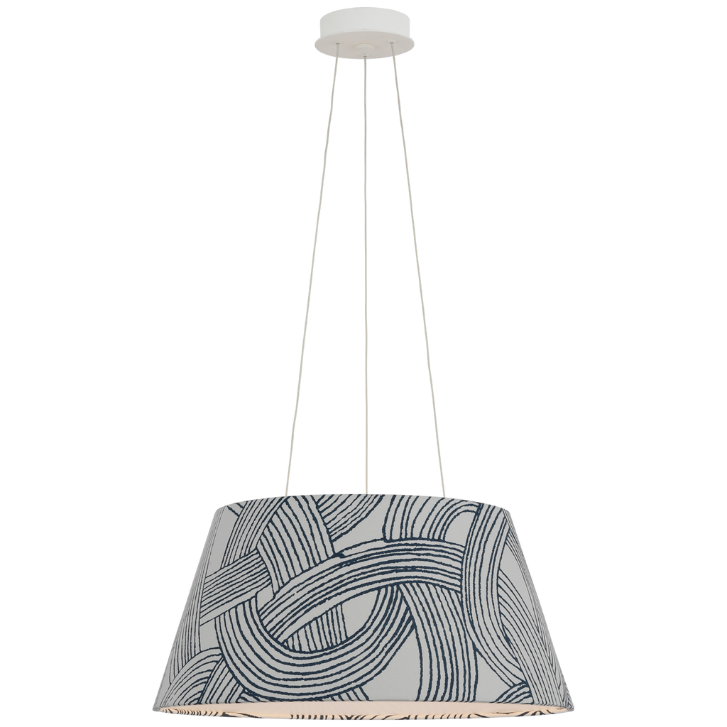 Caufield 21" Hanging Shade | Matte White | Schumacher Blue Freeform Shade