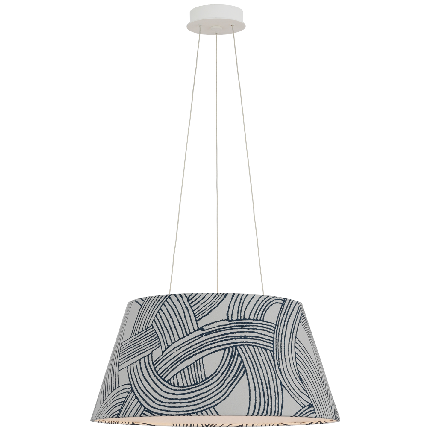 Caufield 21" Hanging Shade | Matte White | Schumacher Blue Freeform Shade