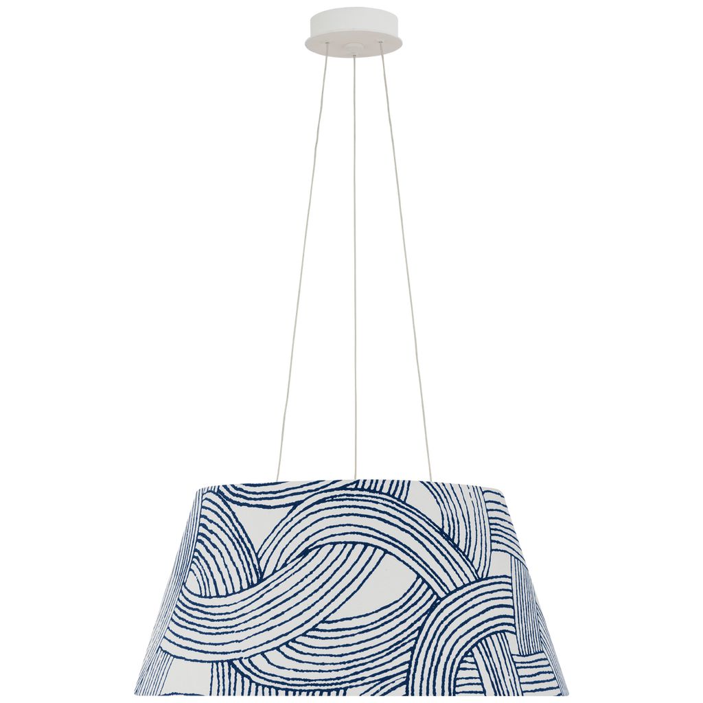 Caufield 21" Hanging Shade | Matte White | Schumacher Blue Freeform Shade