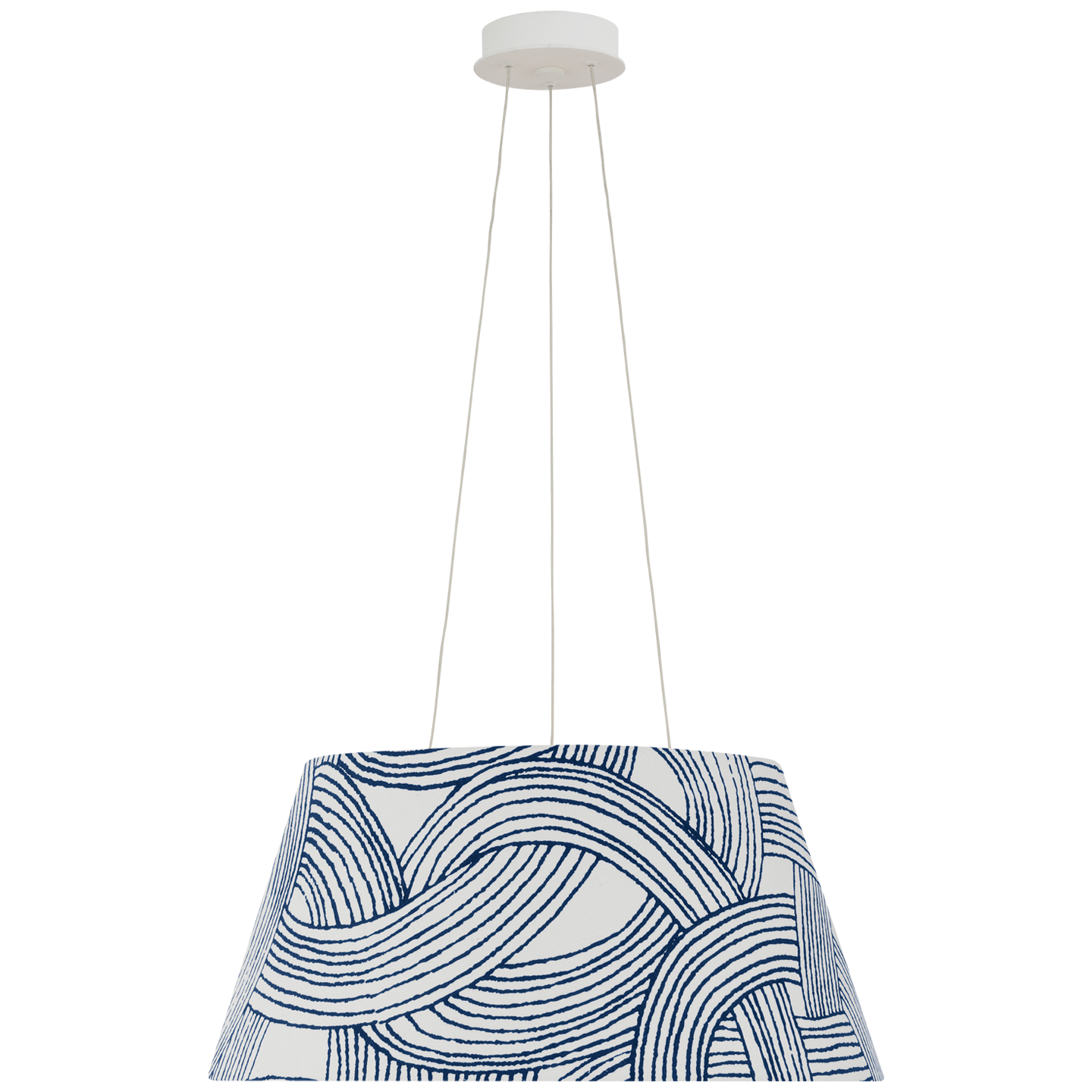 Caufield 21" Hanging Shade | Matte White | Schumacher Blue Freeform Shade