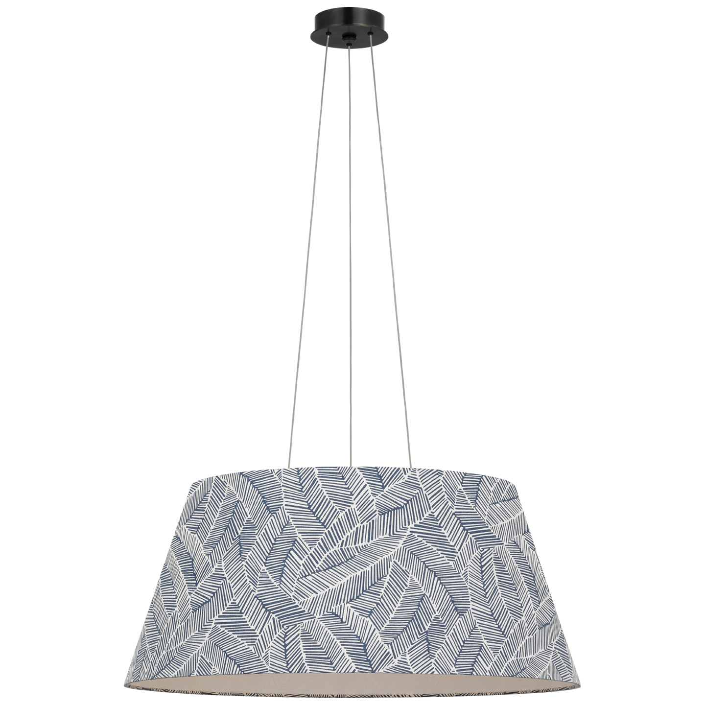 Caufield 29" Hanging Shade | Bronze | Schumacher Navy Abstract Leaf Shade