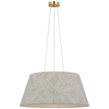 Caufield 29" Hanging Shade | Hand-Rubbed Antique Brass | Schumacher Taupe Abstract Leaf Shade