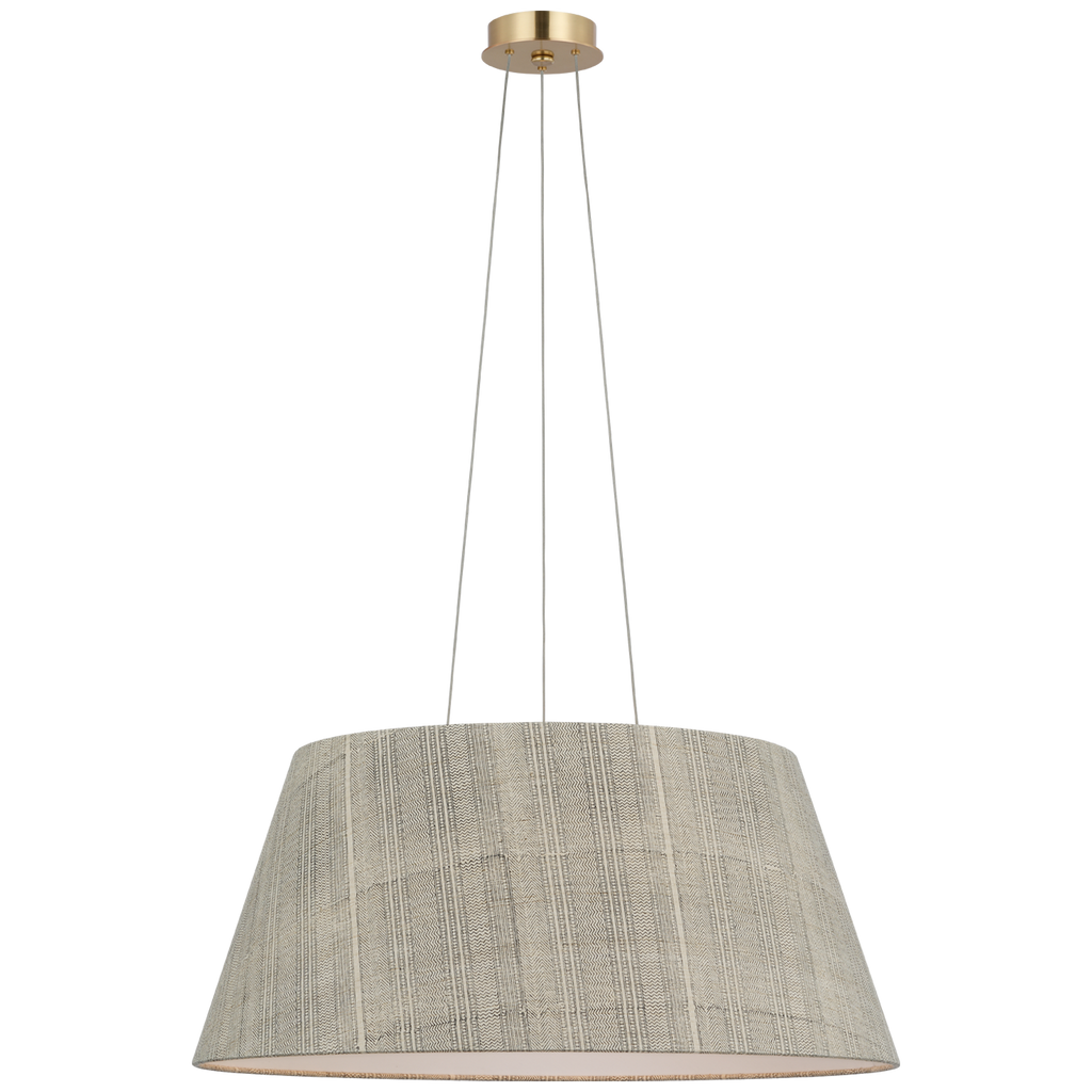 Caufield 29" Hanging Shade | Hand-Rubbed Antique Brass | Schumacher Natural Mohave Shade