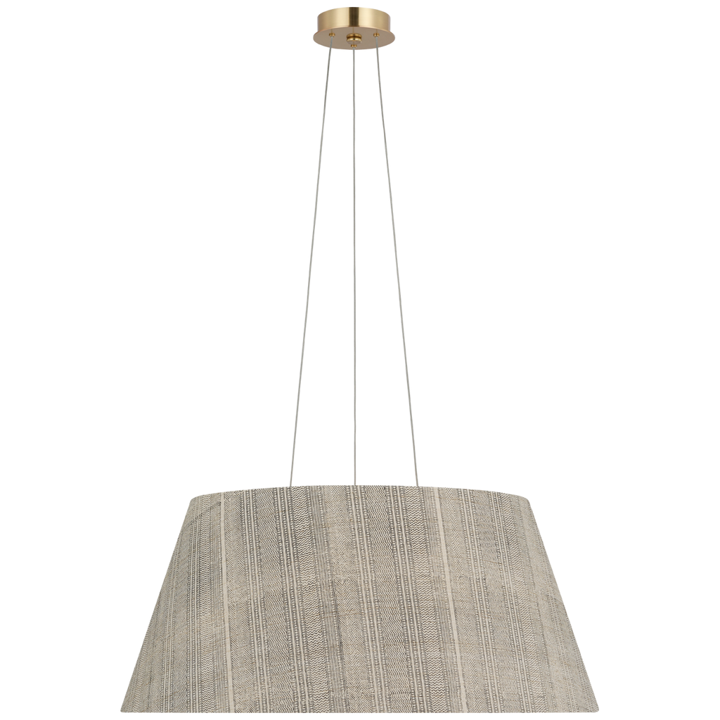 Caufield 29" Hanging Shade | Hand-Rubbed Antique Brass | Schumacher Natural Mohave Shade