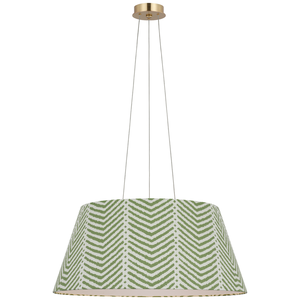 Caufield 29" Hanging Shade | Hand-Rubbed Antique Brass | Schumacher Verde La Jolla Shade