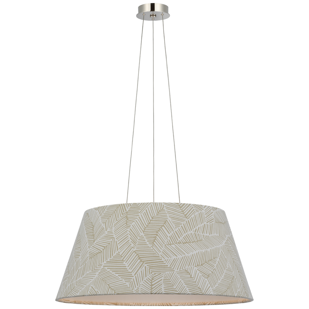 Caufield 29" Hanging Shade | Polished Nickel | Schumacher Taupe Abstract Leaf Shade