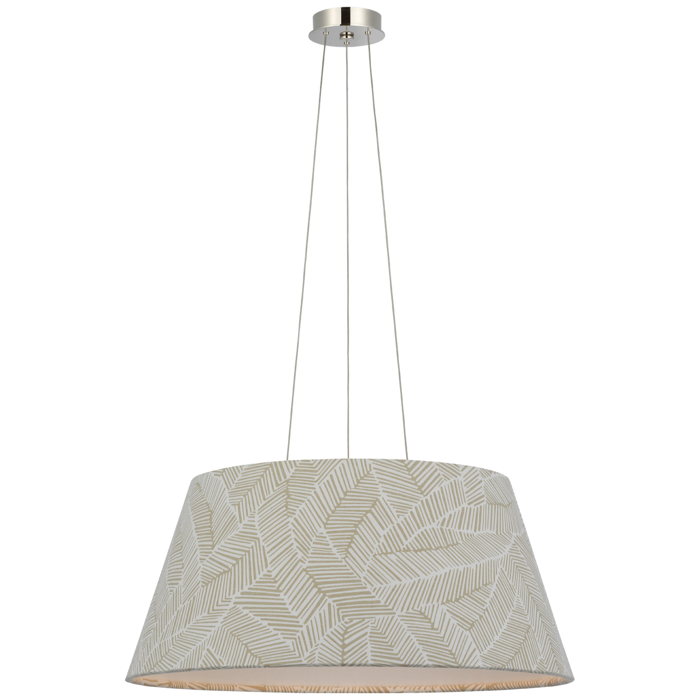 Caufield 29" Hanging Shade | Polished Nickel | Schumacher Taupe Abstract Leaf Shade