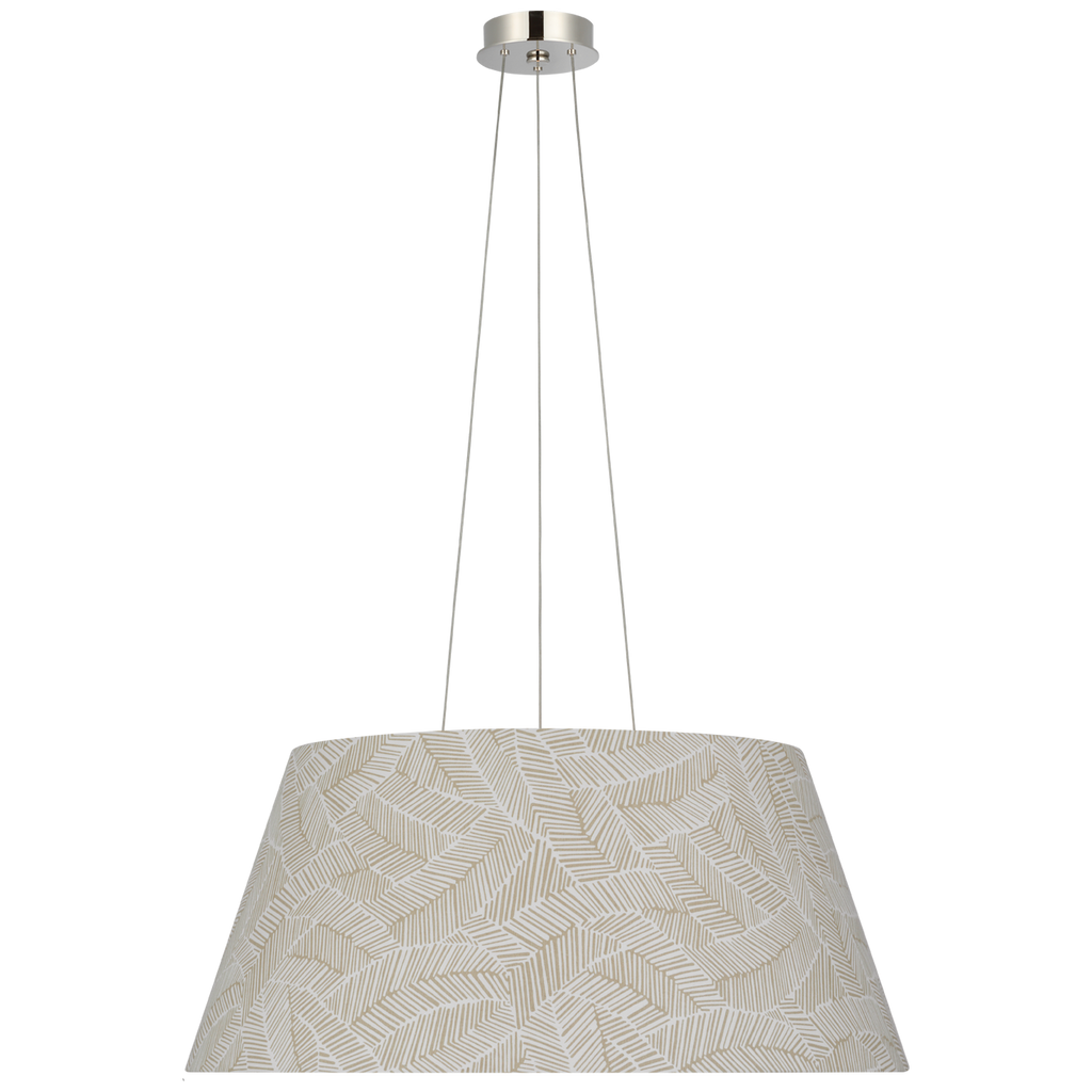 Caufield 29" Hanging Shade | Polished Nickel | Schumacher Taupe Abstract Leaf Shade