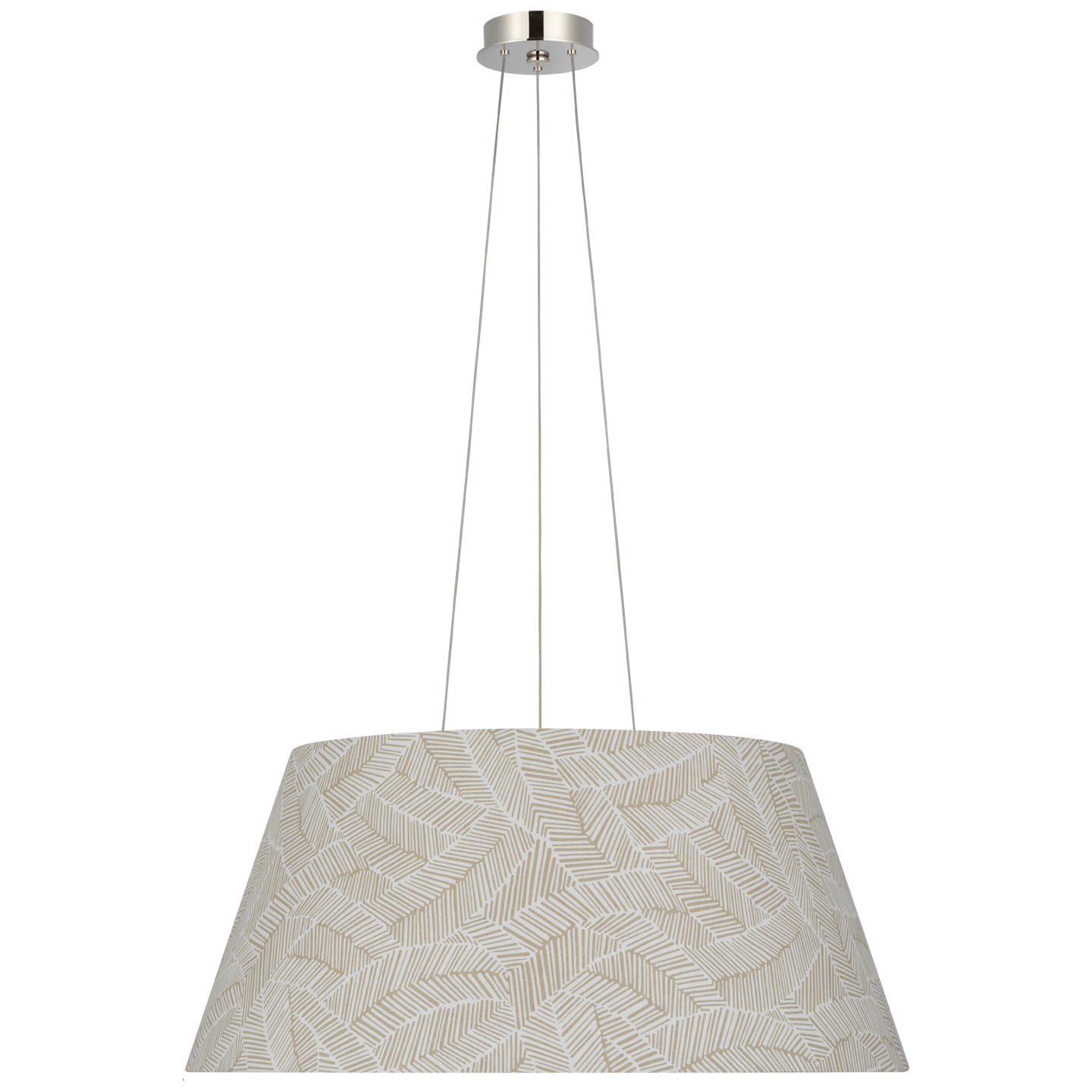 Caufield 29" Hanging Shade | Polished Nickel | Schumacher Taupe Abstract Leaf Shade
