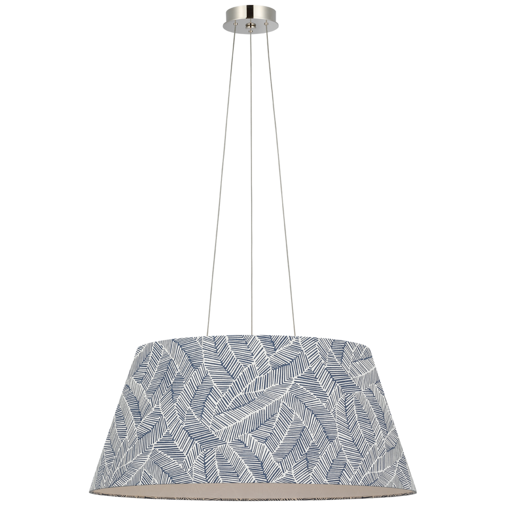 Caufield 29" Hanging Shade | Polished Nickel | Schumacher Navy Abstract Leaf Shade