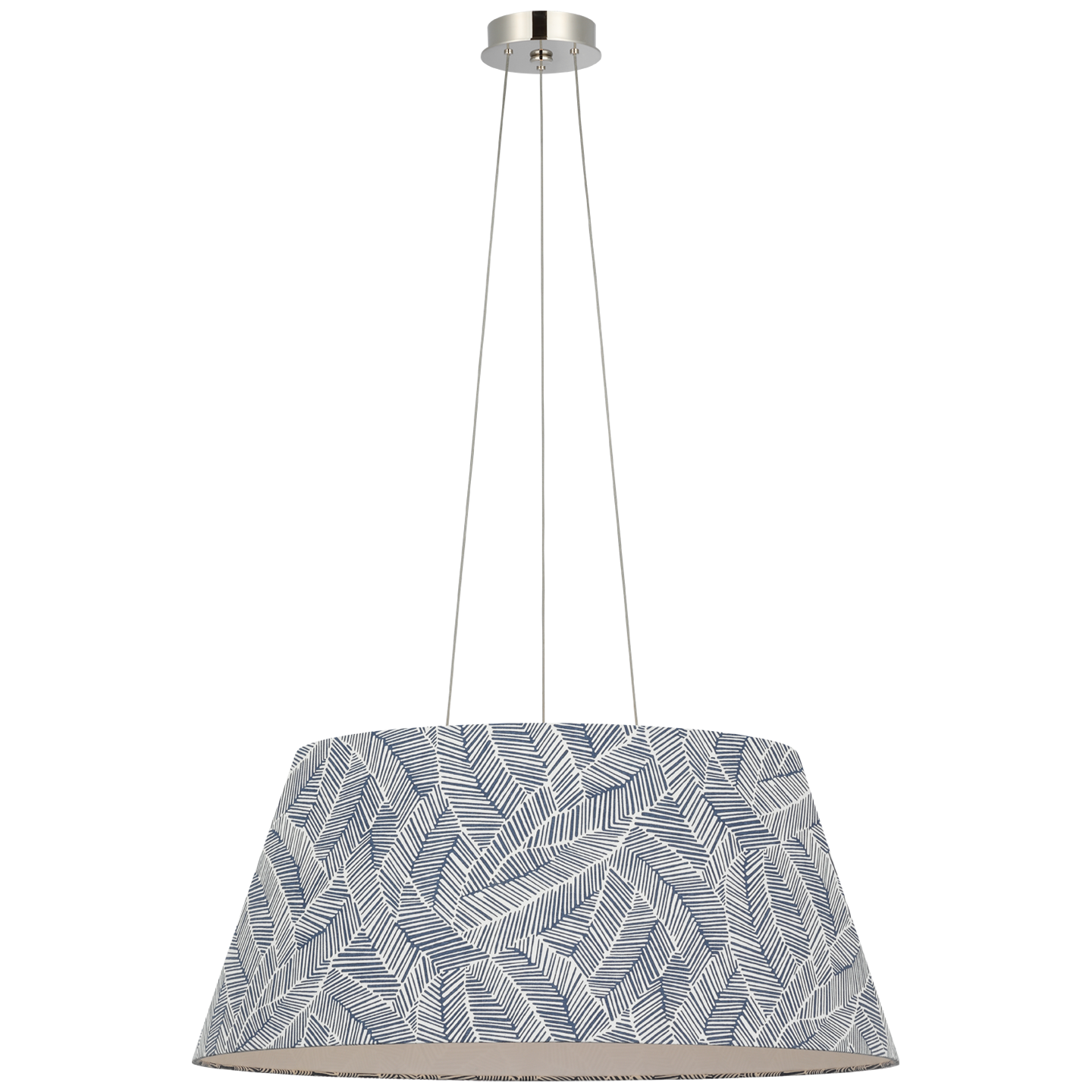 Caufield 29" Hanging Shade | Polished Nickel | Schumacher Navy Abstract Leaf Shade