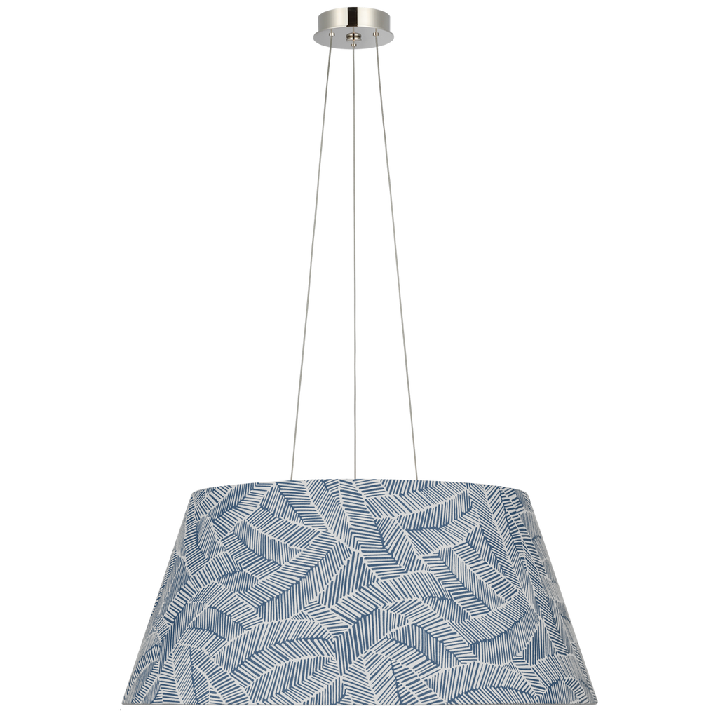 Caufield 29" Hanging Shade | Polished Nickel | Schumacher Navy Abstract Leaf Shade