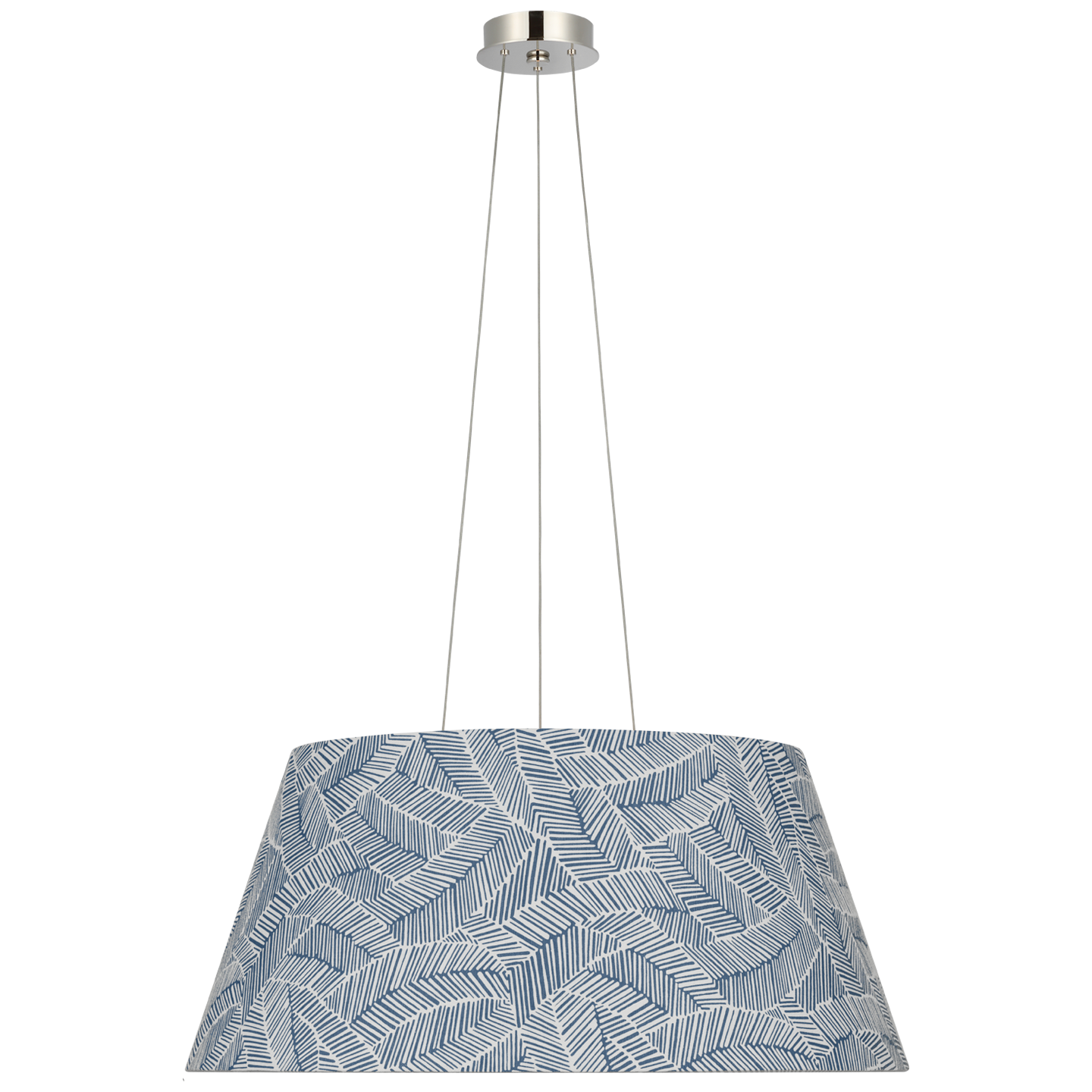 Caufield 29" Hanging Shade | Polished Nickel | Schumacher Navy Abstract Leaf Shade