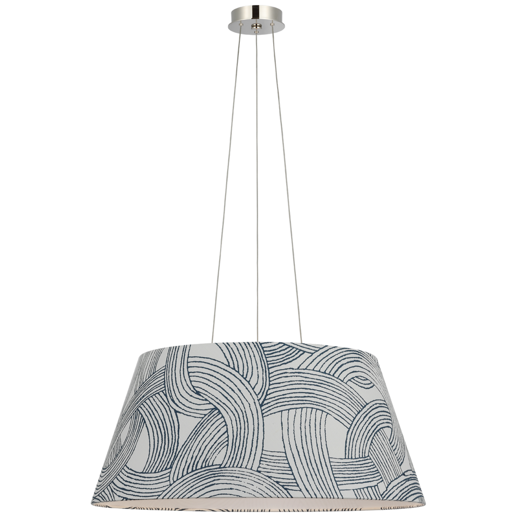 Caufield 29" Hanging Shade | Polished Nickel | Schumacher Blue Freeform Shade