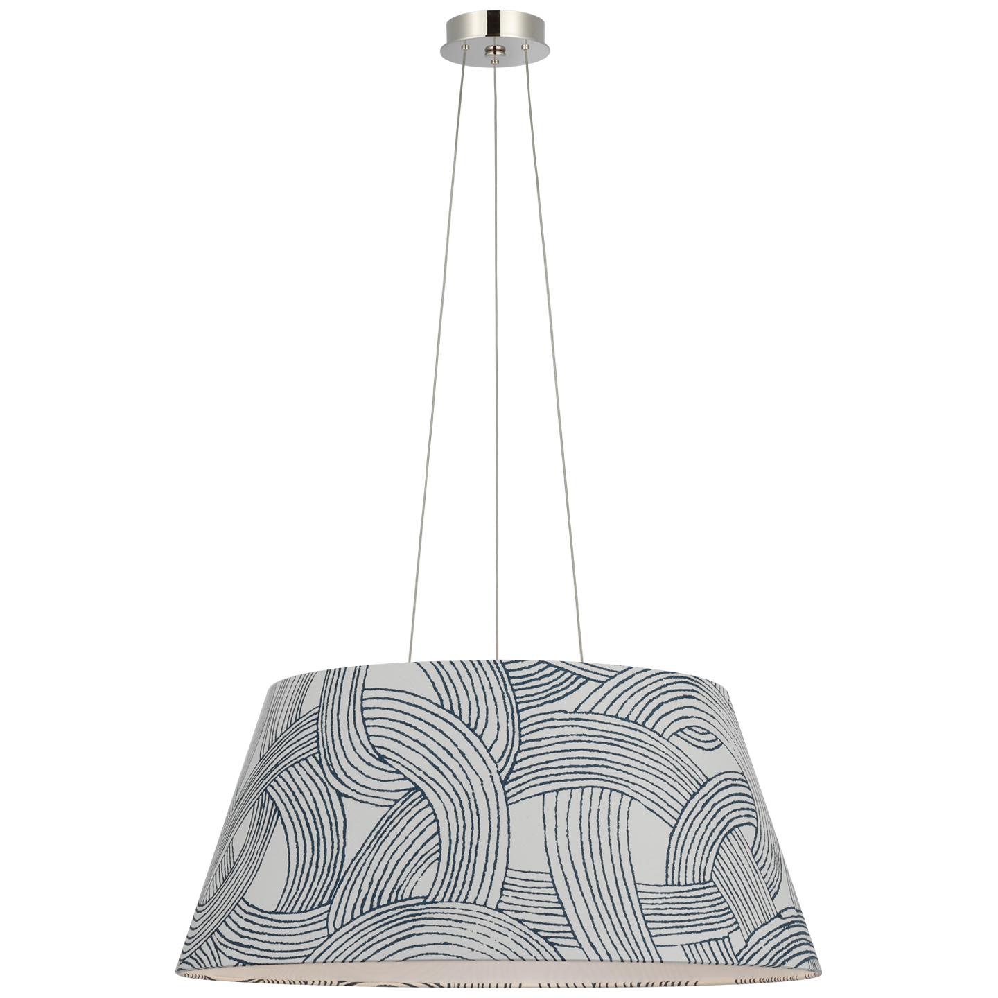 Caufield 29" Hanging Shade | Polished Nickel | Schumacher Blue Freeform Shade