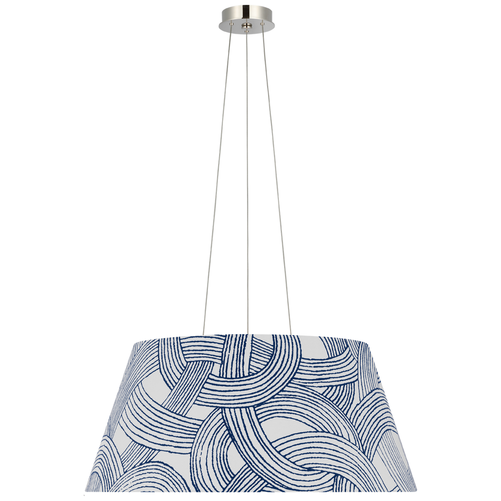 Caufield 29" Hanging Shade | Polished Nickel | Schumacher Blue Freeform Shade
