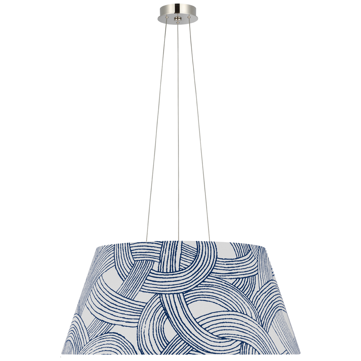 Caufield 29" Hanging Shade | Polished Nickel | Schumacher Blue Freeform Shade