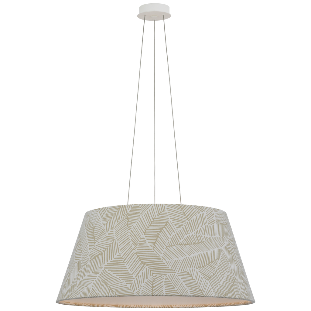 Caufield 29" Hanging Shade | Matte White | Schumacher Taupe Abstract Leaf Shade