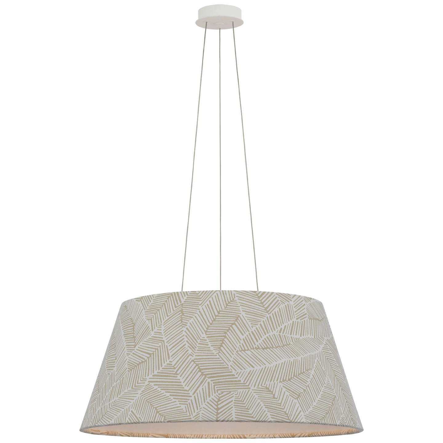 Caufield 29" Hanging Shade | Matte White | Schumacher Taupe Abstract Leaf Shade