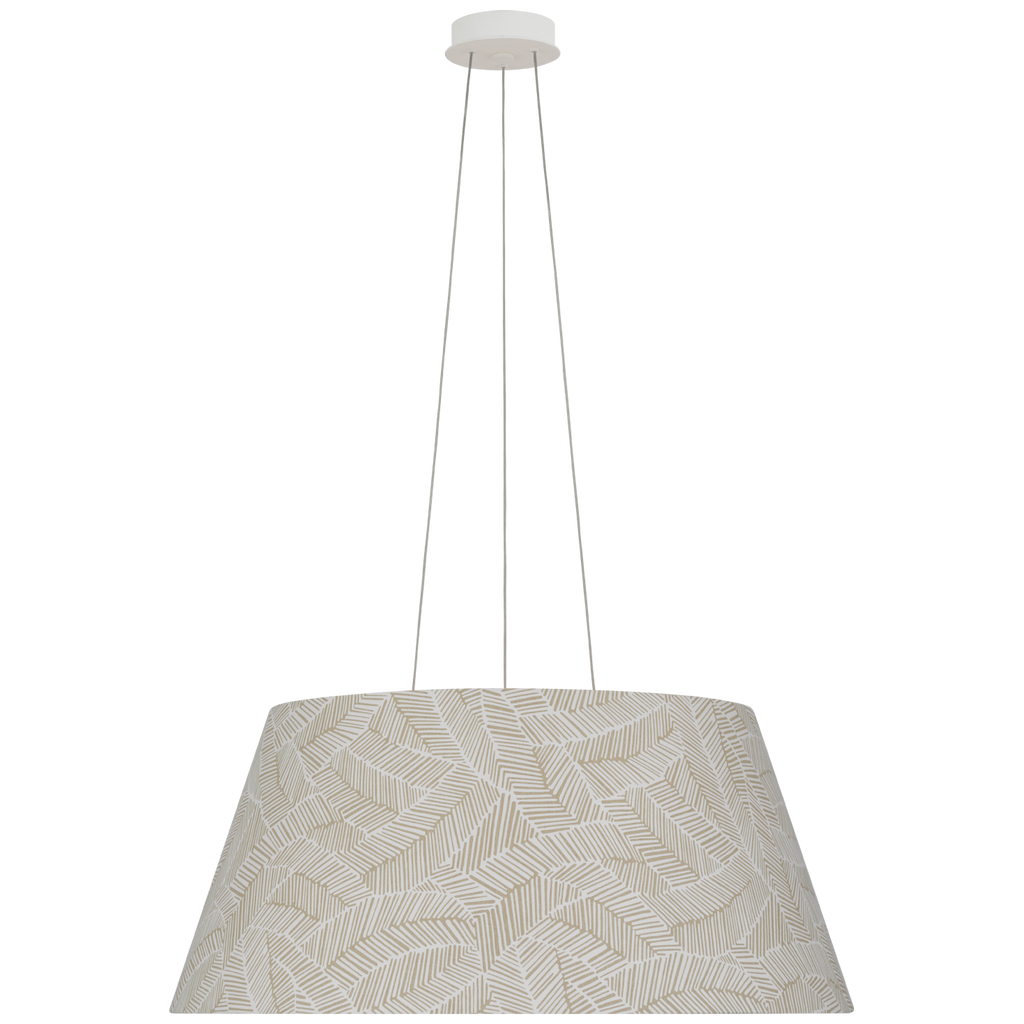 Caufield 29" Hanging Shade | Matte White | Schumacher Taupe Abstract Leaf Shade