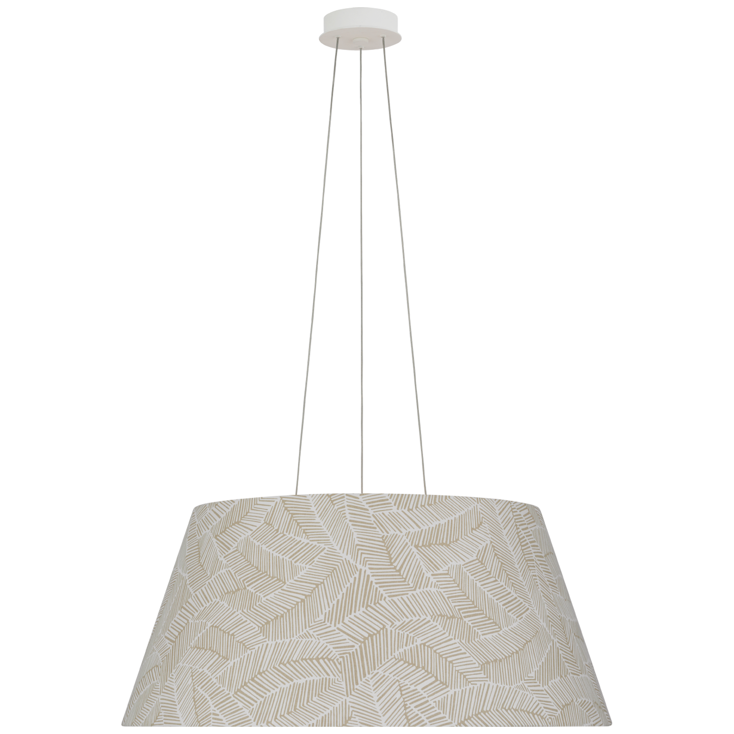 Caufield 29" Hanging Shade | Matte White | Schumacher Taupe Abstract Leaf Shade