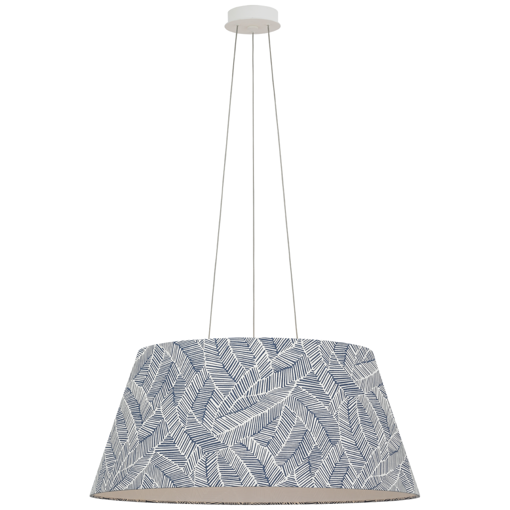 Caufield 29" Hanging Shade | Matte White | Schumacher Navy Abstract Leaf Shade