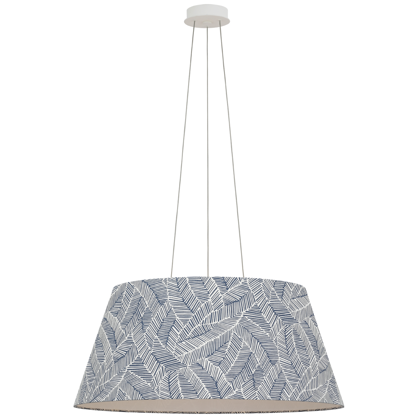 Caufield 29" Hanging Shade | Matte White | Schumacher Navy Abstract Leaf Shade