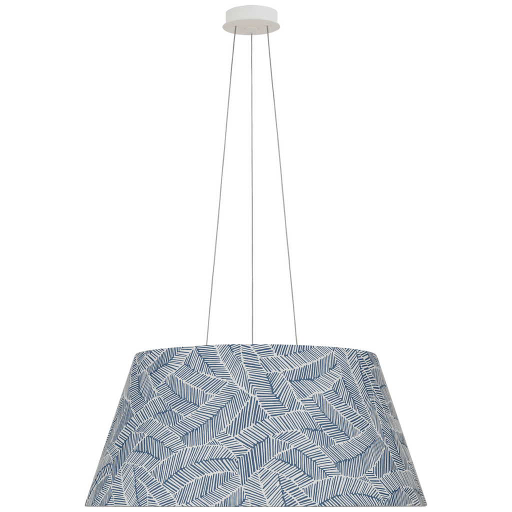 Caufield 29" Hanging Shade | Matte White | Schumacher Navy Abstract Leaf Shade