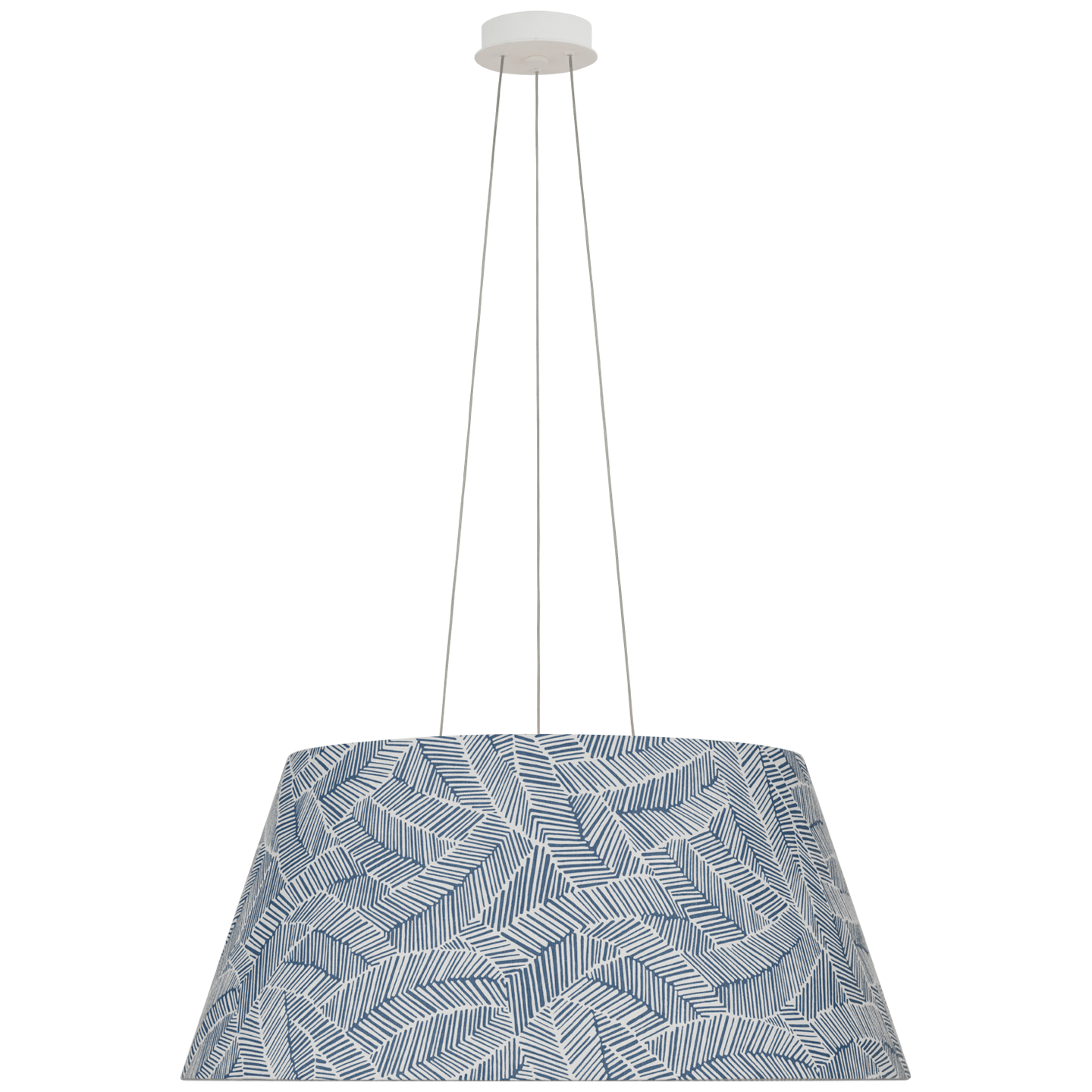 Caufield 29" Hanging Shade | Matte White | Schumacher Navy Abstract Leaf Shade