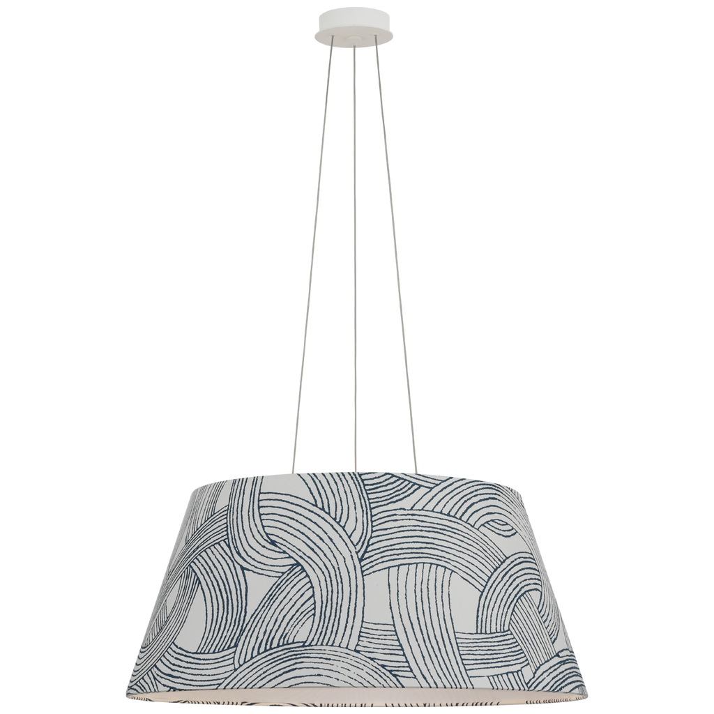 Caufield 29" Hanging Shade | Matte White | Schumacher Blue Freeform Shade