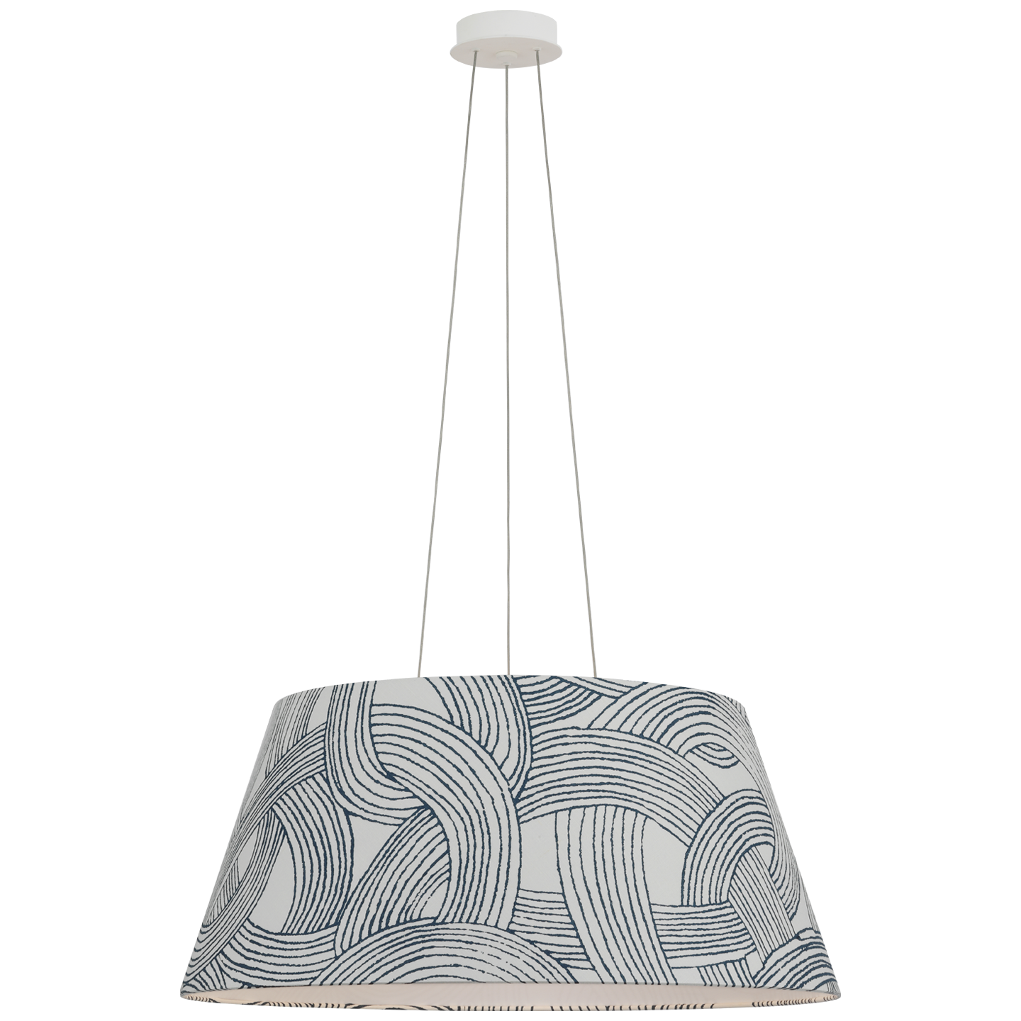 Caufield 29" Hanging Shade | Matte White | Schumacher Blue Freeform Shade