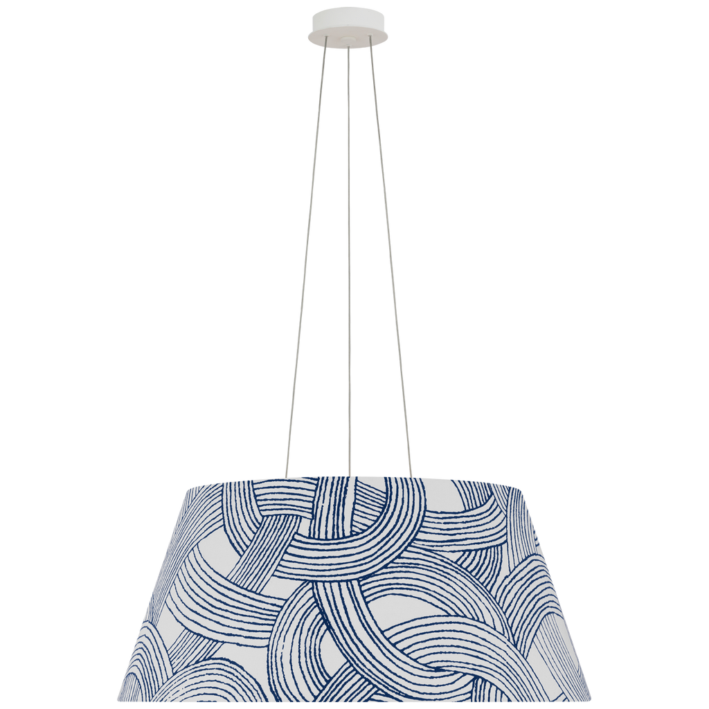 Caufield 29" Hanging Shade | Matte White | Schumacher Blue Freeform Shade