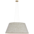 Caufield 39" Hanging Shade | Hand-Rubbed Antique Brass | Schumacher Taupe Abstract Leaf Shade