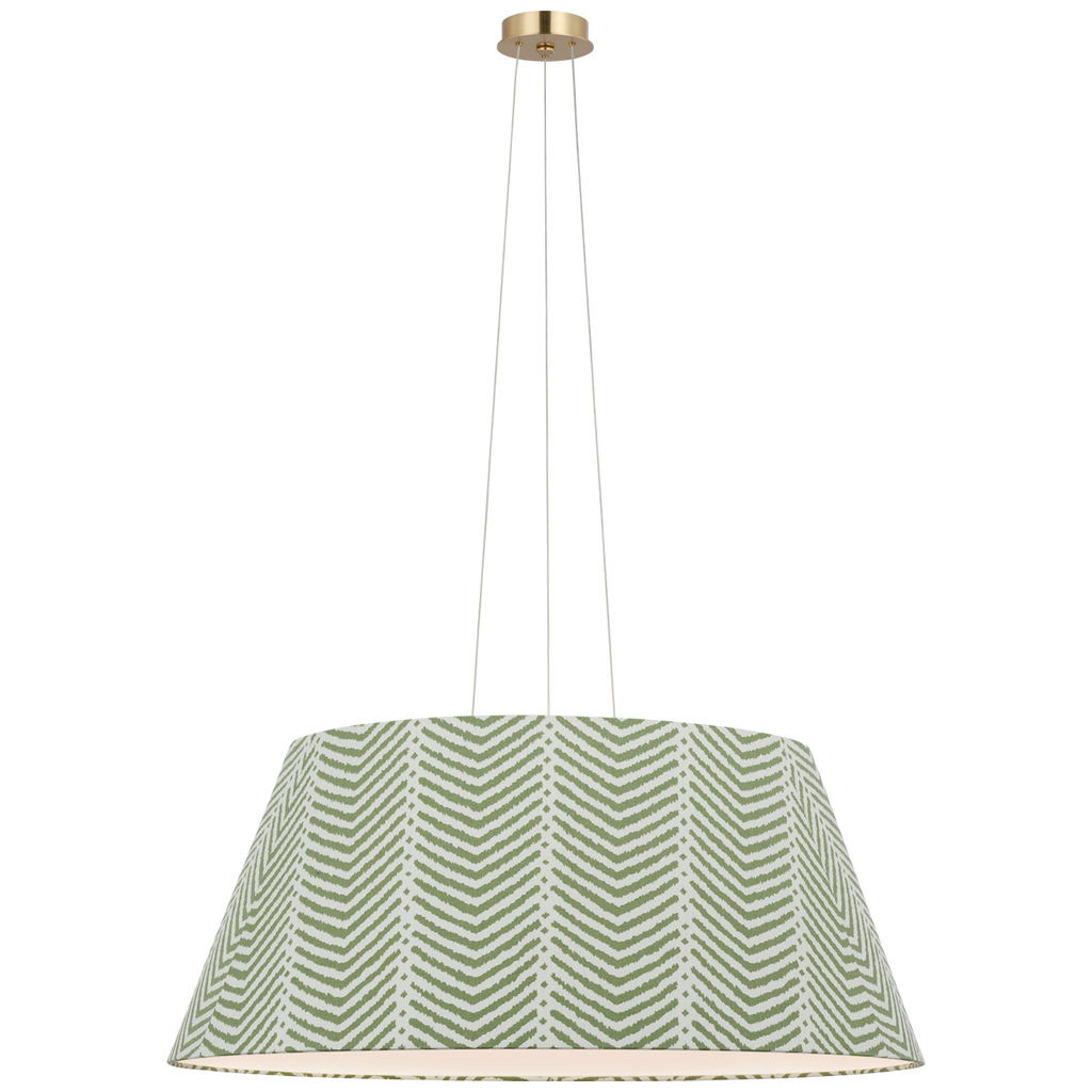 Caufield 39" Hanging Shade | Hand-Rubbed Antique Brass | Schumacher Verde La Jolla Shade