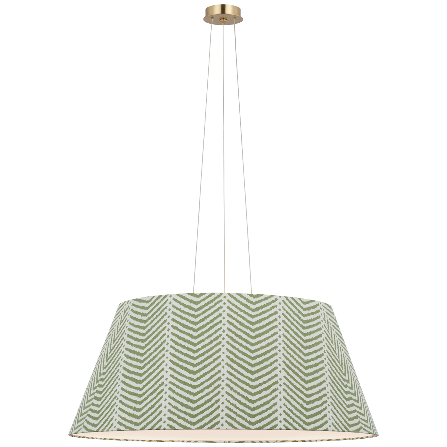 Caufield 39" Hanging Shade | Hand-Rubbed Antique Brass | Schumacher Verde La Jolla Shade