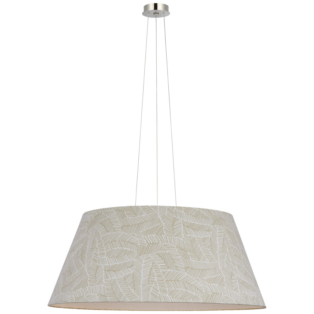 Caufield 39" Hanging Shade | Polished Nickel | Schumacher Taupe Abstract Leaf Shade