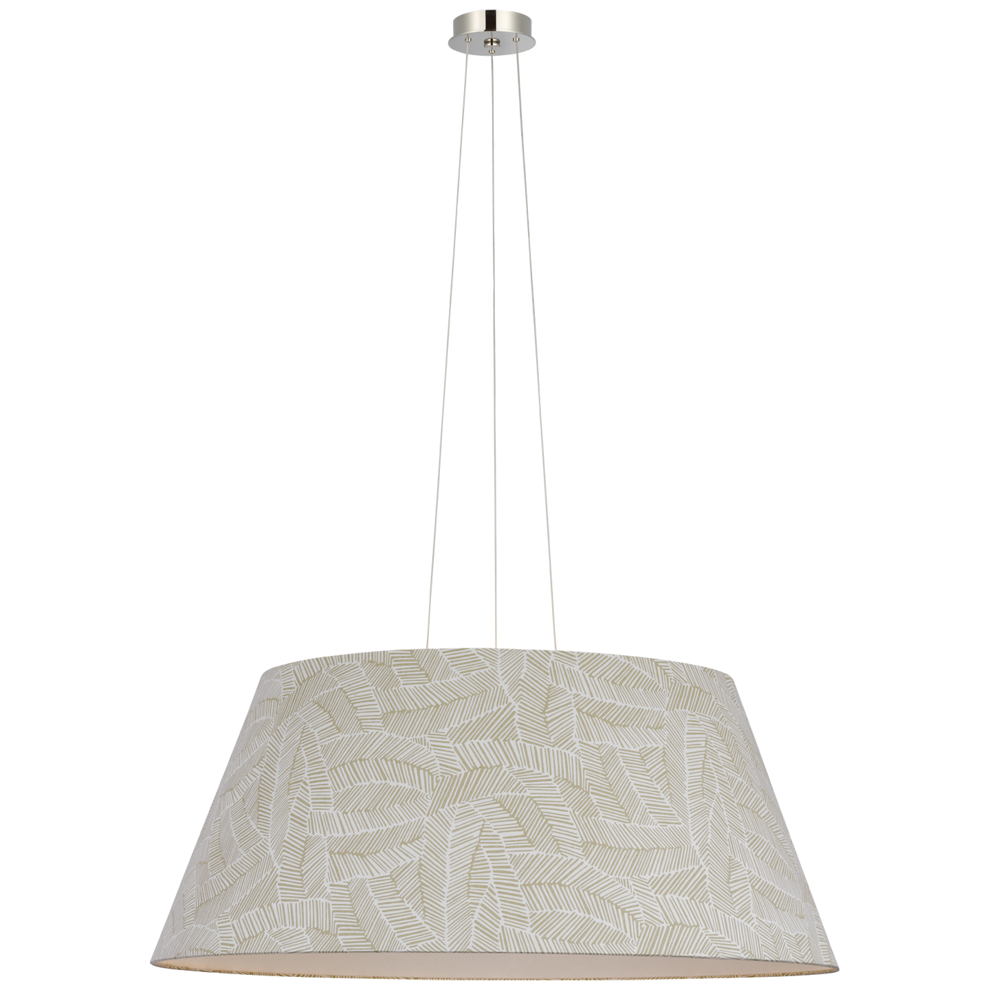 Caufield 39" Hanging Shade | Polished Nickel | Schumacher Taupe Abstract Leaf Shade